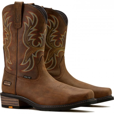 Ariat Mens Steel Toe Western Work Boot 11 Inch Rye Brown