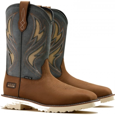 Ariat Mens Steel Toe Western Work Boot 11 Inch Alamo Brown
