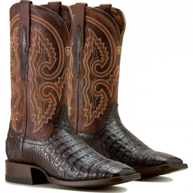 Ariat Mens Square Toe Cowboy Boot 12 Inch Chocolate Caiman