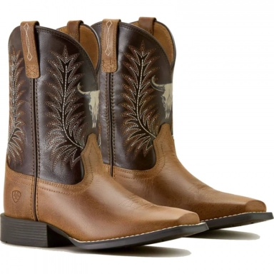 Ariat Youth Square Toe Cowboy Boot 8.5 Inch Desert Brown