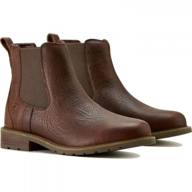 Ariat Mens Round Toe Chelsea Boot 6 Inch Cognac Bison