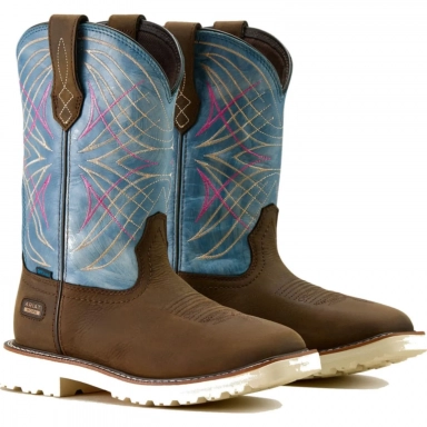 Ariat Womens Waterproof Square Toe Western Work Dark Brown