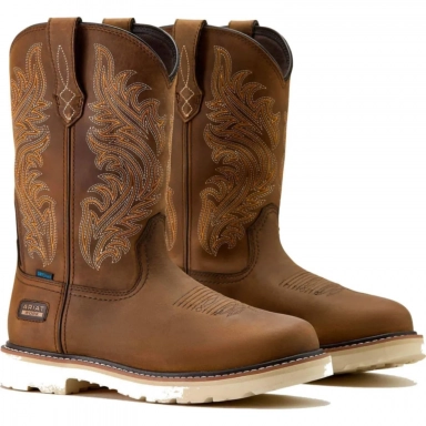 Ariat Mens Waterproof Round Toe Western Distressed Brown
