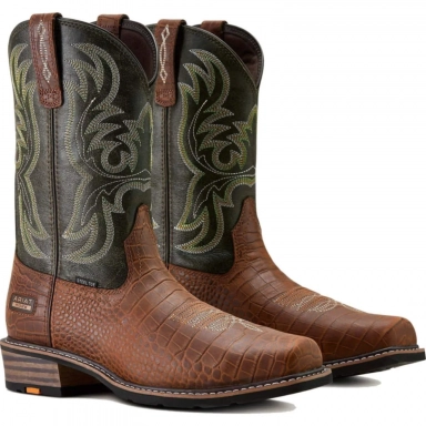 Ariat Mens Steel Toe Western Work Boot 11 Inch Brown Croco