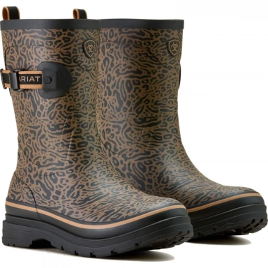 Ariat Womens Waterproof Round Toe Rubber Boot 9 Ocelot Print