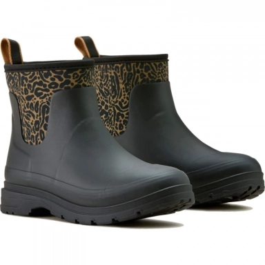 Ariat Womens Waterproof Round Toe Rubber Boot 6 Black Ocelot