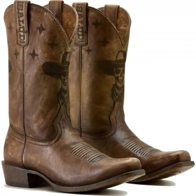 Ariat Mens Square Toe Cowboy Boot 12 Inch Stonewashed Brown