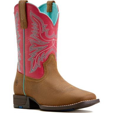 Ariat Unisex Youth Westwood Wide Square Toe Western Boot - Wicker Hot Pink