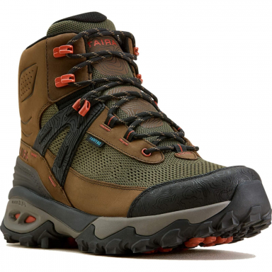 Ariat Mens Traverse Mid Waterproof Hiking Boot - Brown Bark Evergreen