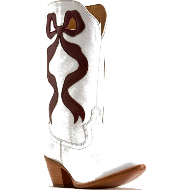 Ariat Womens Beaux J Toe Western Boot - Ivory Pearl Maroon