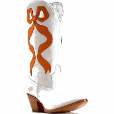 Ariat Womens Beaux J Toe Western Boot - Ivory Pearl Zesty Orange