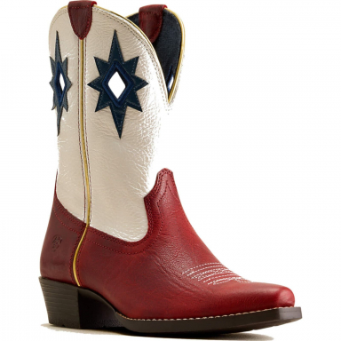 Ariat Unisex Youth Starbound D Toe Western Boot - Chili Red Smokey Cream