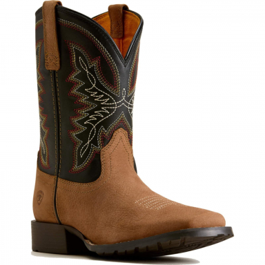 Ariat Unisex Youth Hybrid Rancher Wide Square Toe Western Boot - Dusted Brown Black