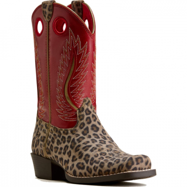 Ariat Unisex Youth Futurity Fort Worth Cutter Toe Western Boot - Neutral Leopard Fiery Red