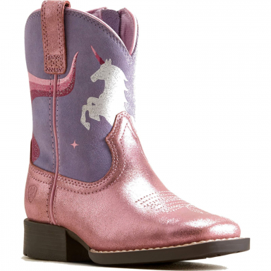 Ariat Unisex Youth Unicorn Magic Wide Square Toe Western Boot - Charming Pink Mystic Lavender