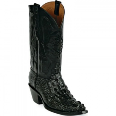 Black Unisex Jack Shield Inlay Alligator Hornback Cowboy Boot