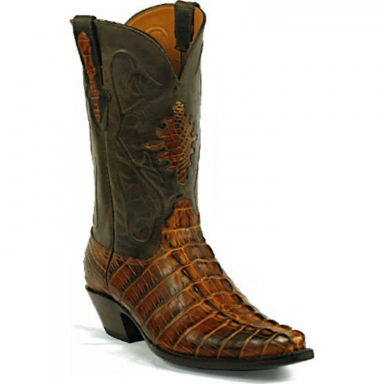 Black Unisex Jack Shield Inlay Alligator Tail Cowboy Boot