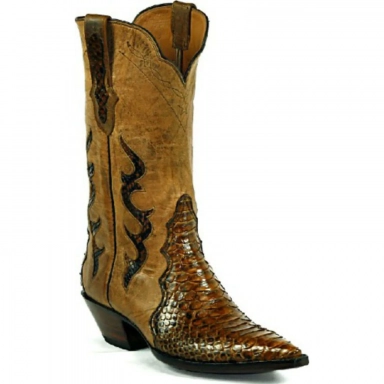 Black Unisex Jack Python Snake Triad Classic Inlays Design Cowboy Boot