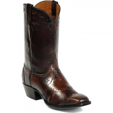 Black Unisex Jack Goat Wing Tip Heel Foxing 18 Collar Cowboy Boot