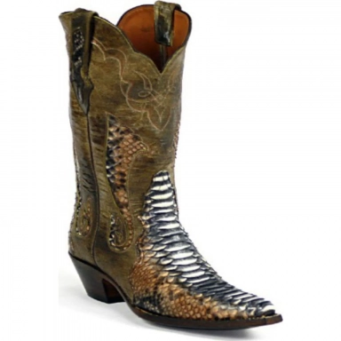 Black Unisex Jack Python Snake Vintage Triad Design Cowboy Boot