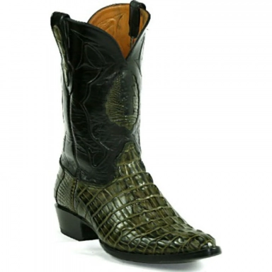 Black Unisex Jack Reverse Tail New Wings Inlay Alligator Cowboy Boot