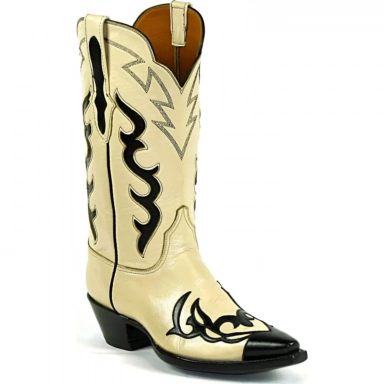Black Unisex Jack Tribal U Design Wing Tip 5 Heel Foxing Cowboy Boot
