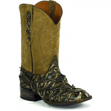 Black Unisex Jack Locust Cord Pirarucu Fish Cowboy Boot