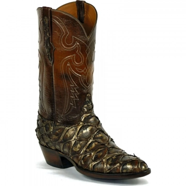 Black Unisex Jack Del Rio Cord Design Pirarucu Fish Cowboy Boot