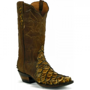 Black Unisex Jack Triad Hueco Cord Design Cowboy Boot Brown