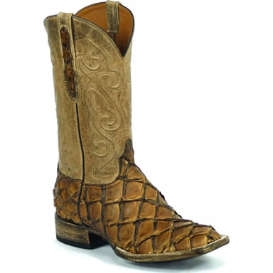 Black Jack Waxahachie Cord Design Pirarucu Fish Cowboy Boot 1733
