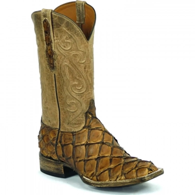 Black Unisex Jack Waxahachie Cord Design Pirarucu Fish Cowboy Boot
