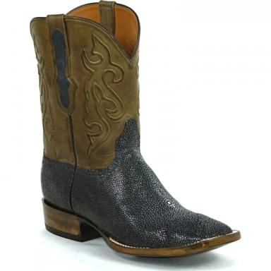 Black Unisex Jack Waxahachie Cord Design Stingray Cowboy Boot