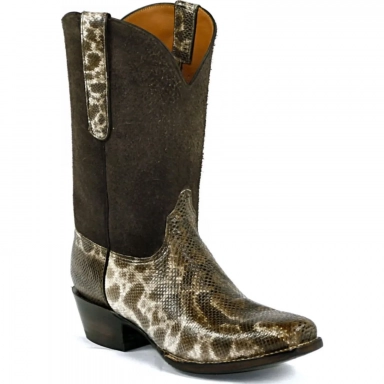 Black Unisex Jack Plain Tops Karung Snake Cowboy Boot
