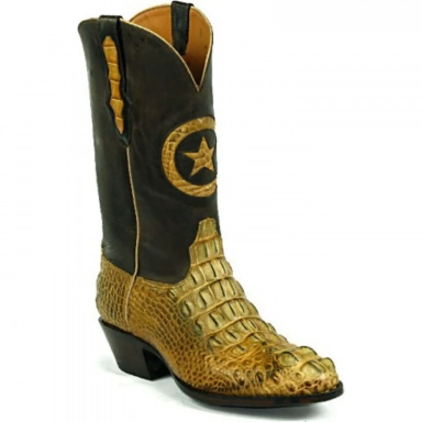 Black Unisex Jack Lonestar Inlay Alligator Hornback Cowboy Boot