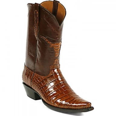 Black Unisex Jack Longhorn Inlay Alligator Belly Cowboy Boot
