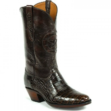 Black Unisex Jack Lonestar Inlay Alligator Belly Cowboy Boot