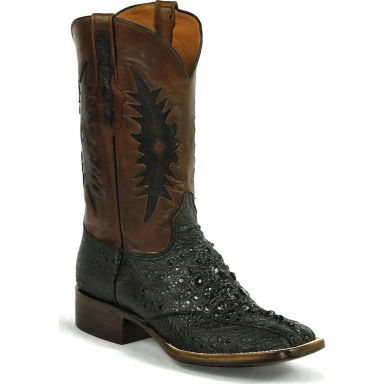 Black Jack Steffie Inlays Snapping Turtle Tail Ranch Hand Cowboy Boot 2053