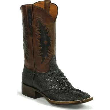 Black Jack Mens Steffie Inlays Snapping Turtle Tail Ranch Hand Cowboy