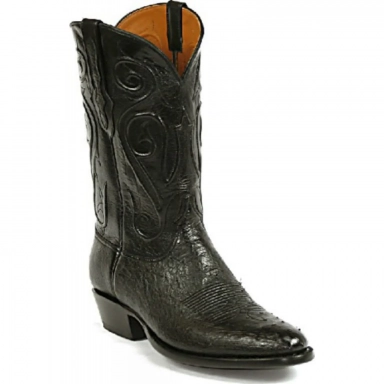 Black Unisex Jack Jay Cord Smooth Ostrich Cowboy Boot