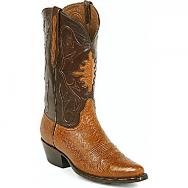Black Unisex Jack Shield Inlay Smooth Ostrich Cowboy Boot