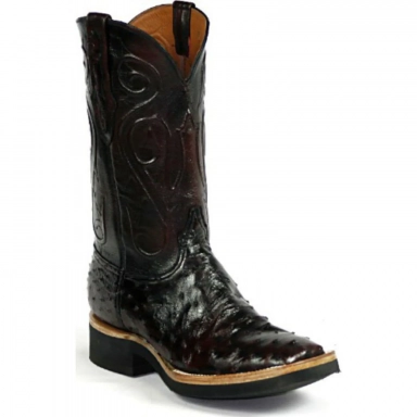 Black Unisex Jack Jay Cord Full Quill Ostrich Cowboy Boot