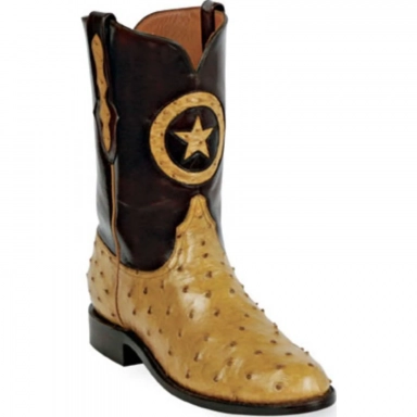 Black Unisex Jack Roper-Lonestar Inlay Full Quill Ostrich Cowboy Boot