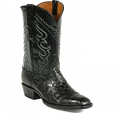 Black Unisex Jack Classic Stitch Caiman Flank Cowboy Boot