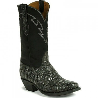 Black Unisex Jack Tribal H Design Caiman Flank Cowboy Boot