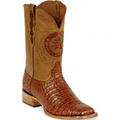 Black Unisex Jack Lonestar Inlay Caiman Crocodile Belly Cowboy Boot