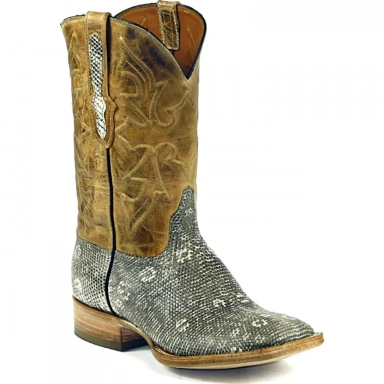 Black Unisex Jack Hueco Cord Teju-Ring Lizard Cowboy Boot