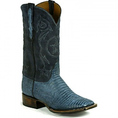 Black Unisex Jack Tri-Star Cording Teju-Ring Lizard Cowboy Boot