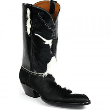 Black Jack Long Horn Inlay Hair-On Calf Cowboy Boot 329