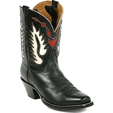 Black Unisex Jack Heart Wings Peewee Cowboy Boot
