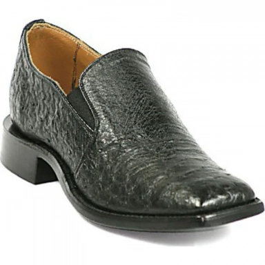 Black Unisex Jack Smooth Ostrich Slip On Dress Slip-On